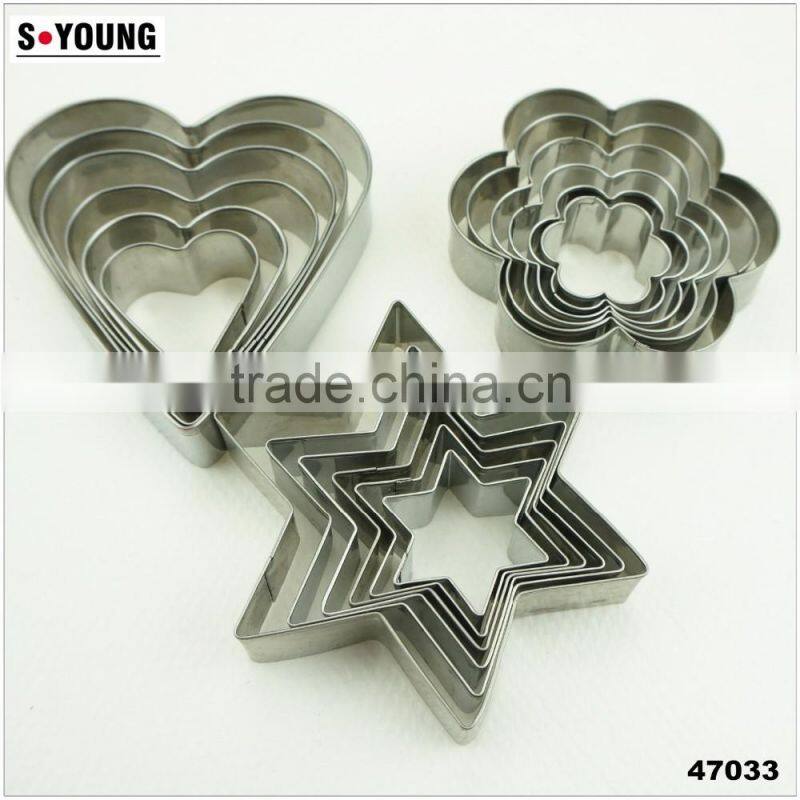 47033 18 pcs star heart flower Shape Cake cookie cutter ,fondant cake decorating tools