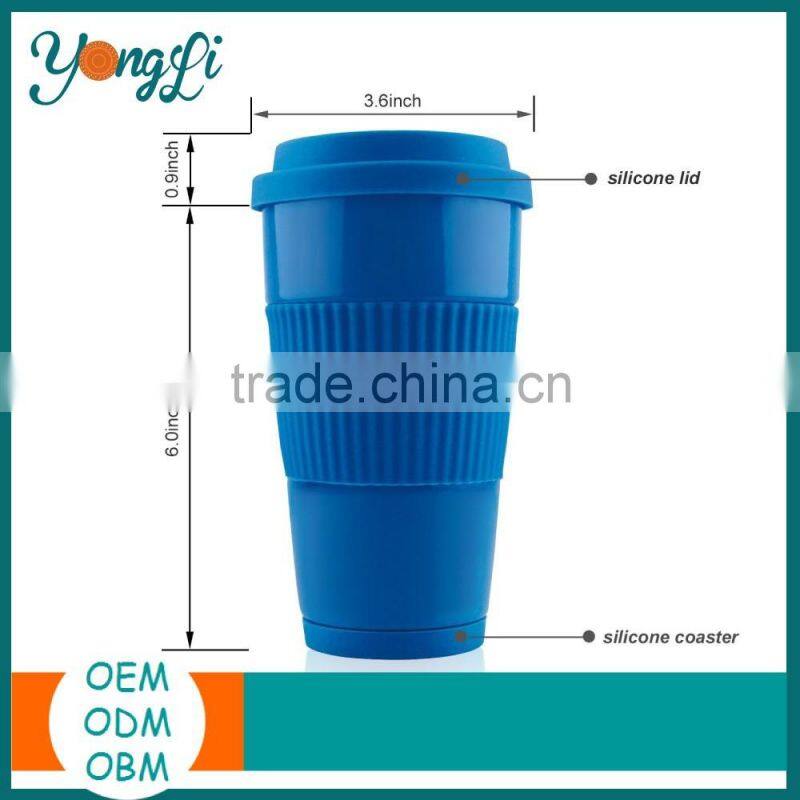 BPA-free Ceramic Travel Cup with Lid Silicone Ceramic Coffee Mug