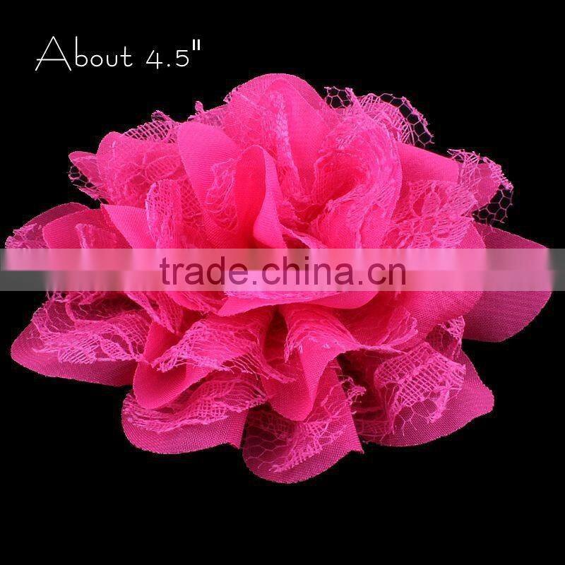 chiffon and lace flower clip for kids hair accessories for baby girl
