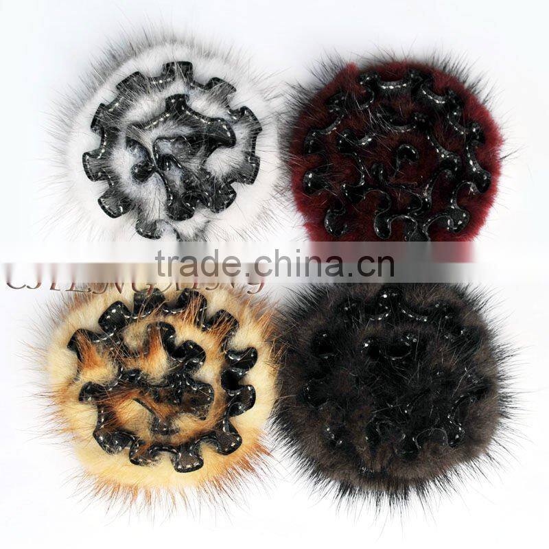 CX-A-45 Real Mink Fur Flower Coat Fashion Brooch Pin