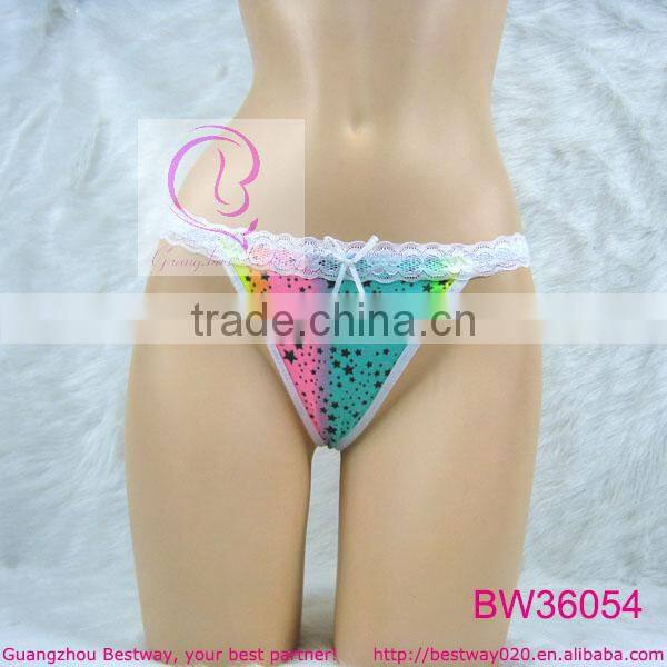 Very hot sale assorted colorful cheap g-string panties from Guangzhou Bestway Underwear