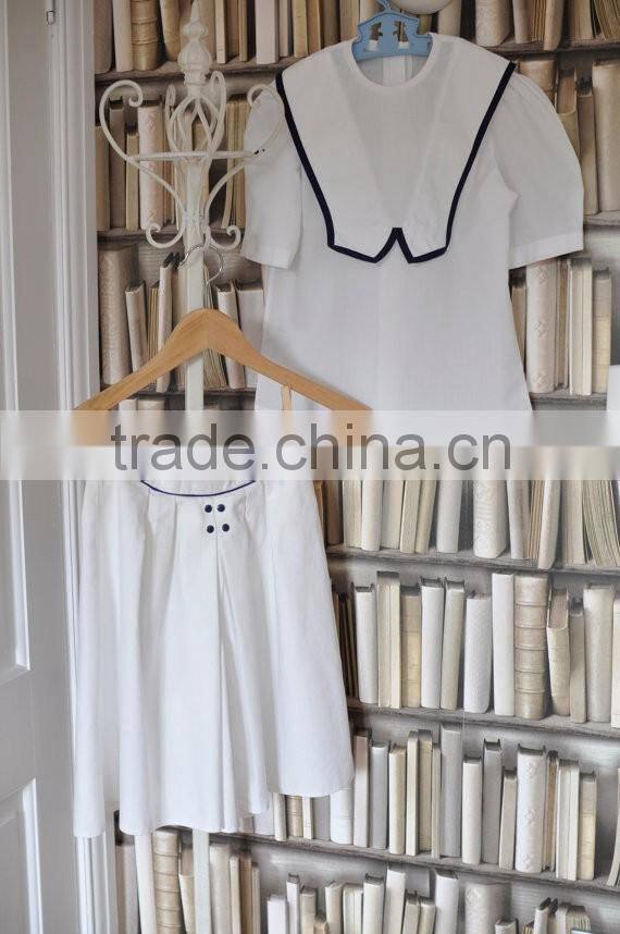 Design Clothing Manufacture in China Teen Girl Clothing Set With Navy Piping
