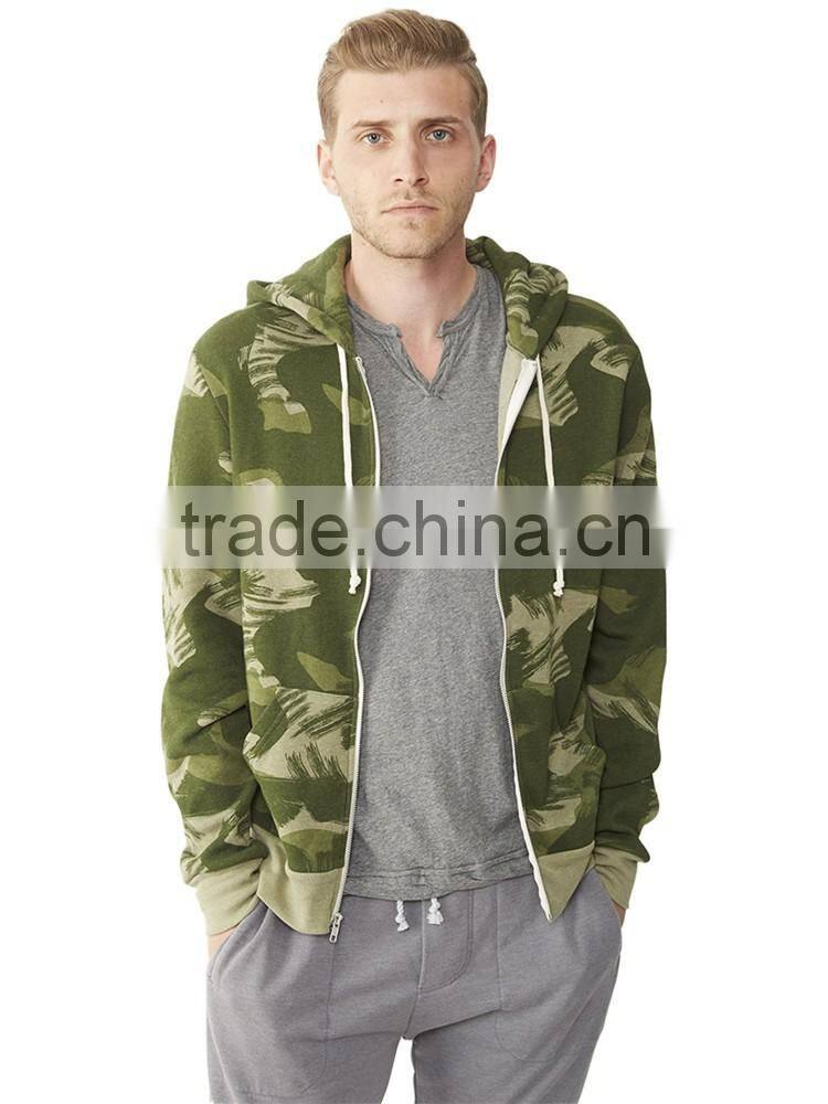 Rocky printed eco-fleece full face zip hoodie for men