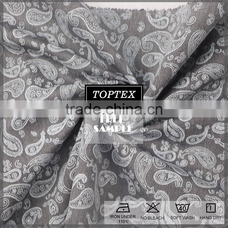 woven high quality floral printed CHAMBRAY fabric for clothes