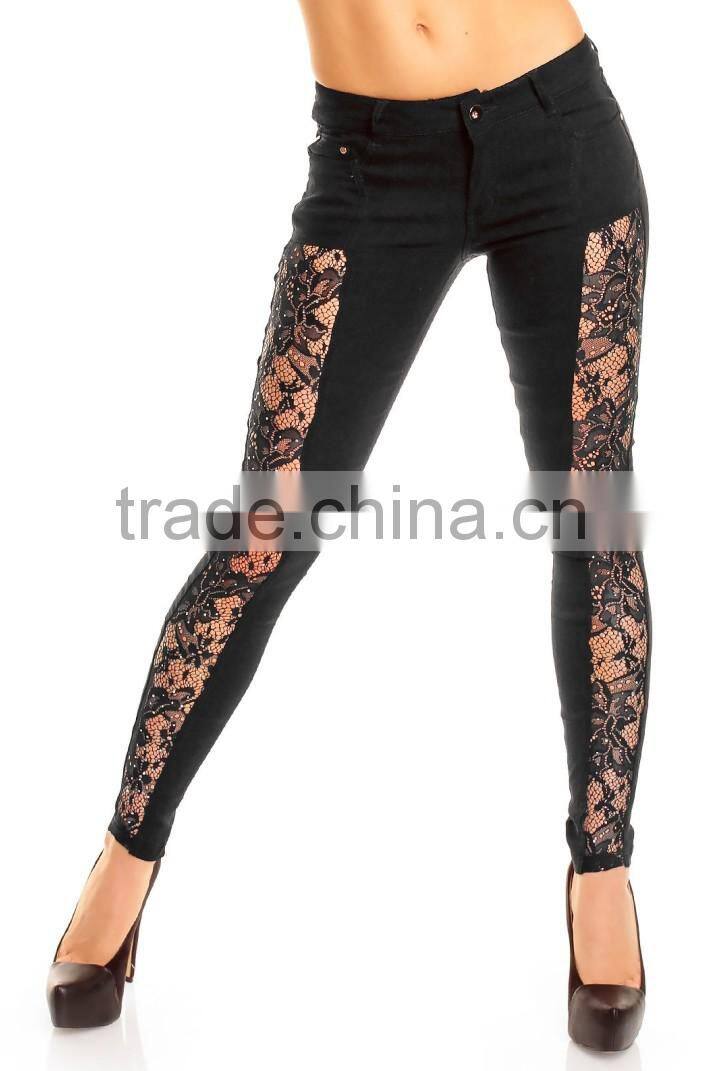 2016 women pants Ladies Casual blue with waist-length Ripped distressed skinny female jeans