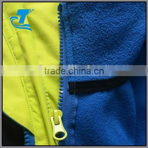 clolr block outdoor Winter Hooded Kids Pizex Ski 3 in 1 Jacket