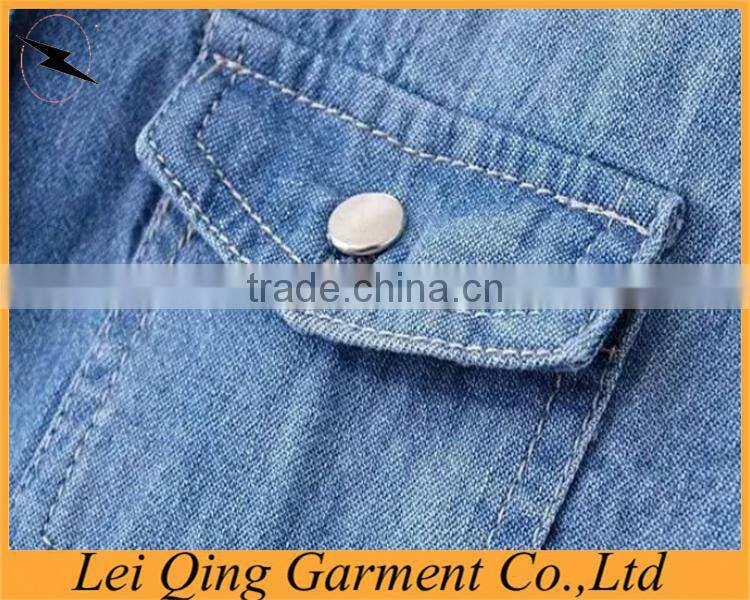 Two pockets garment wash denim shirt women