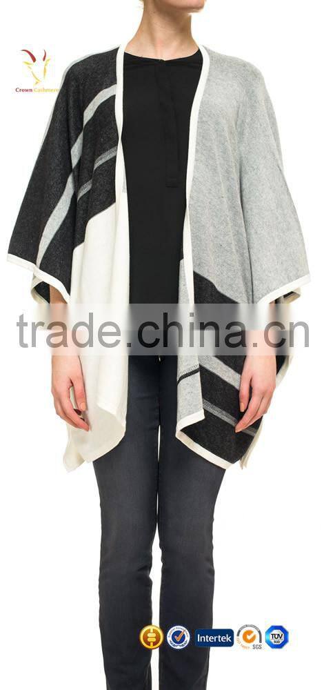 Women Knitted Pattern Fashion Cashmere Poncho Shawl