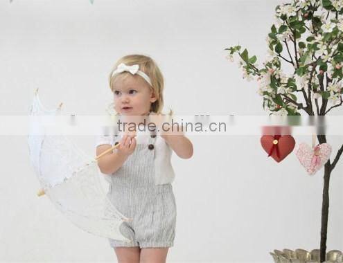 high quality 100% linen baby girl clothes vintage romper little girl overalls custom