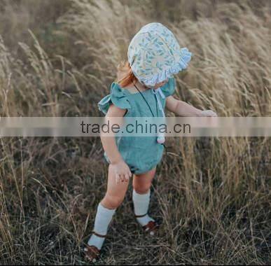 Baby Boutique Wholesale Baby Wear Clothes Best Quality Linen Fabric Baby Romper