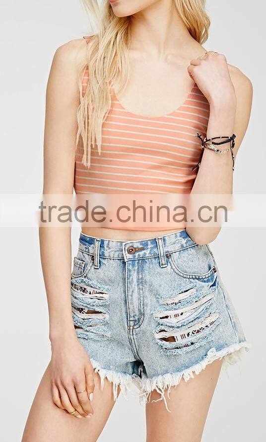 Summer Ready Striped Print crop tops wholesale women