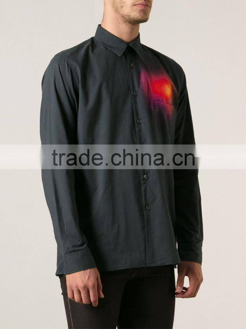 mens Black cotton spectrum print button-fastening cuffs long sleeve shirt