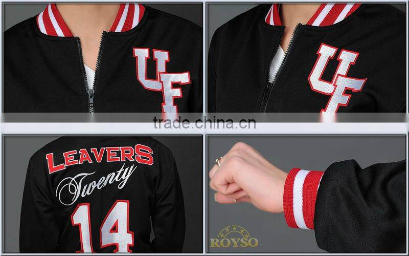 Customize Custom Youth Size Black Women Ladies Baseball Letterman Bomber Cheap American School Uniform College Varsity Jacket