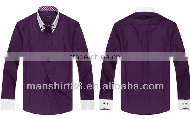 high quality double collar button down dress shirt for man