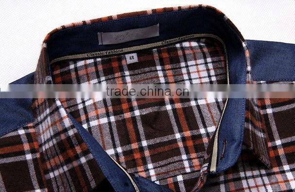2016 Exclusive style 100%Cotton Single-sided velvet Checked thickening Flannel Shirt for men