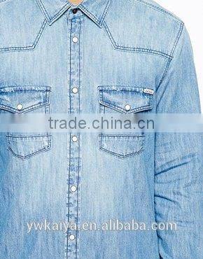 2014 brand fancy new design USA flag denim men shirt