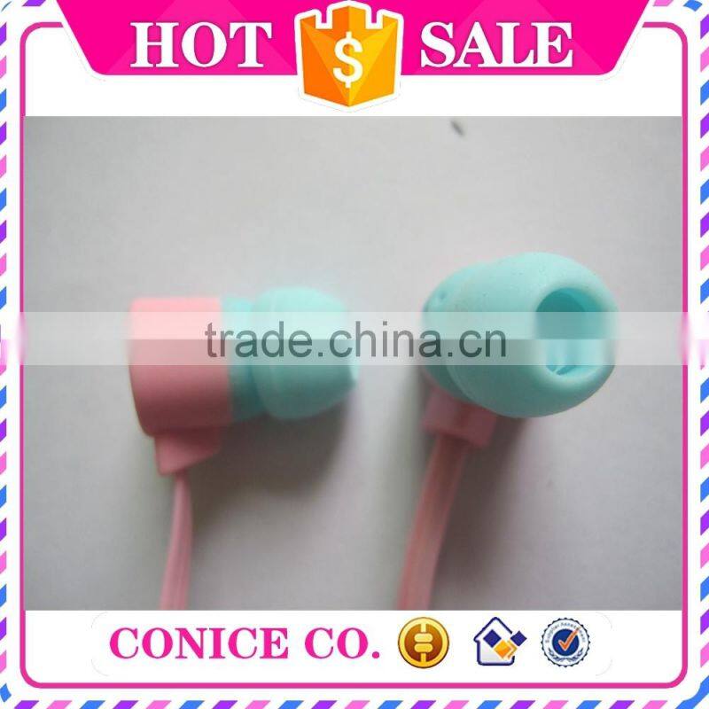 super bass stereo 3.5mm metal jack flat cable wired silicone plug in-ear earbuds earphone
