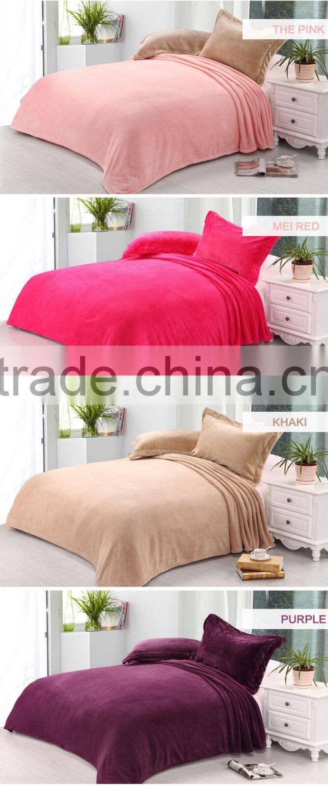 2015 Hot Super Soft Warm Beautiful 100% Plain Dyed Solid Blue Red Green Yellow Fleece Blanket Polyester