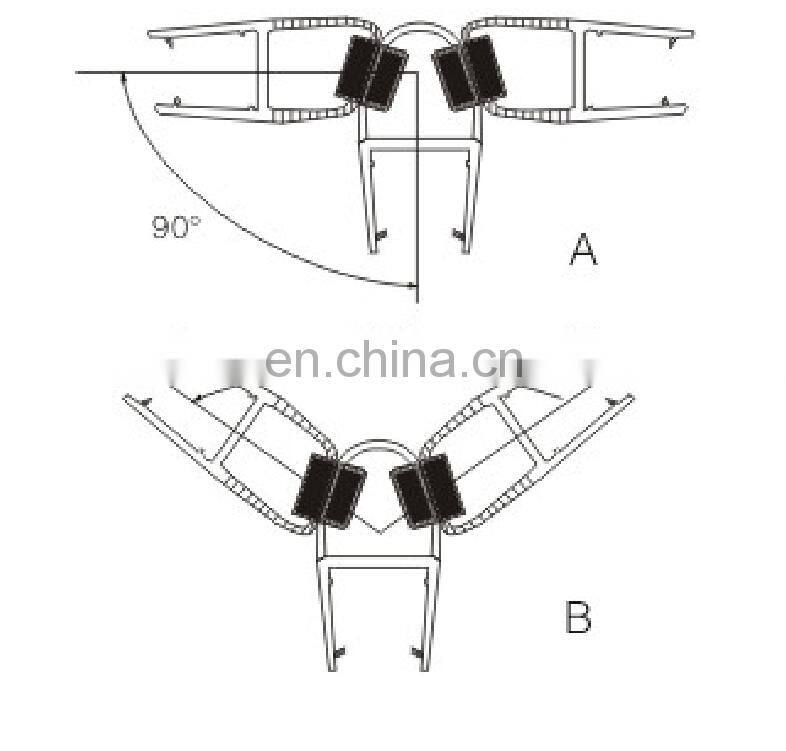 PVC magnetic shower door seal for 90 degree and 130 degree glass doors