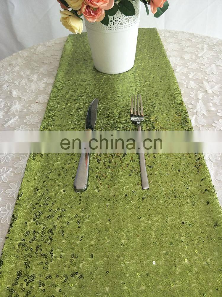 Glitter Sequins Fancy Wedding Green Table Runner