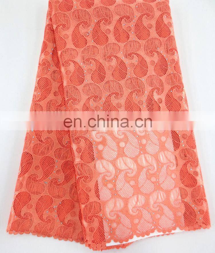 Fashion wedding lace with stoneFushia guipure laceWholesale chemical lace