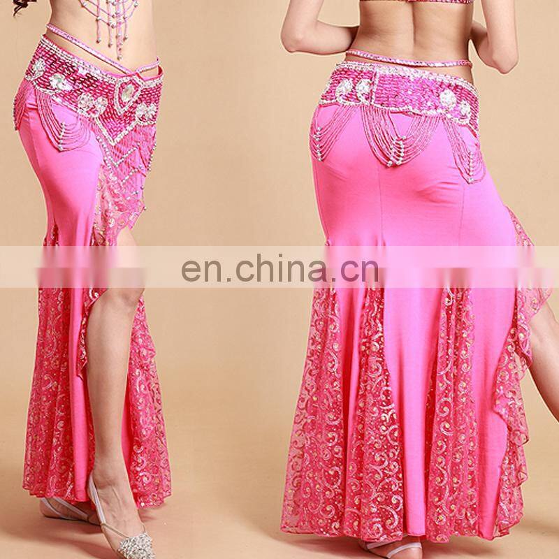 Q-6036# High lace and milk silk long sexy belly dance dress for sale