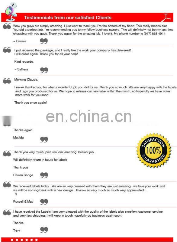 custom printing 100% cotton washing label