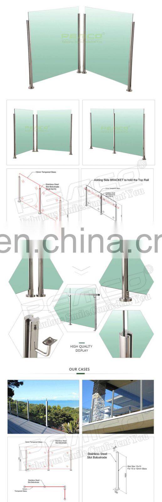 Low Cost glass fence railing Stainless Steel Post Handrail Custom Balcony Tempered Glass Balustrade