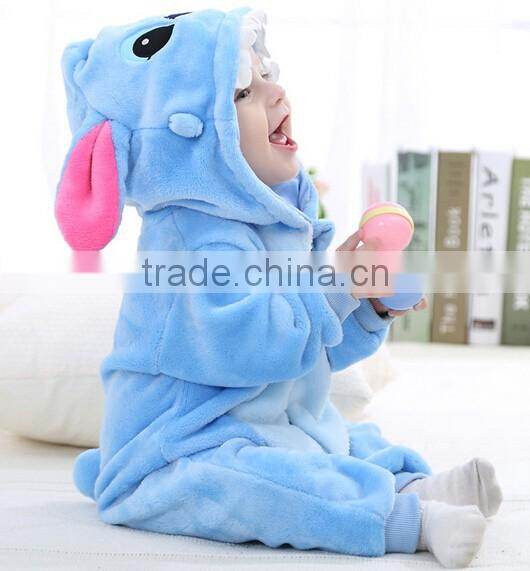 2015 walson winter thick baby anmial romper baby jumpsuit with button