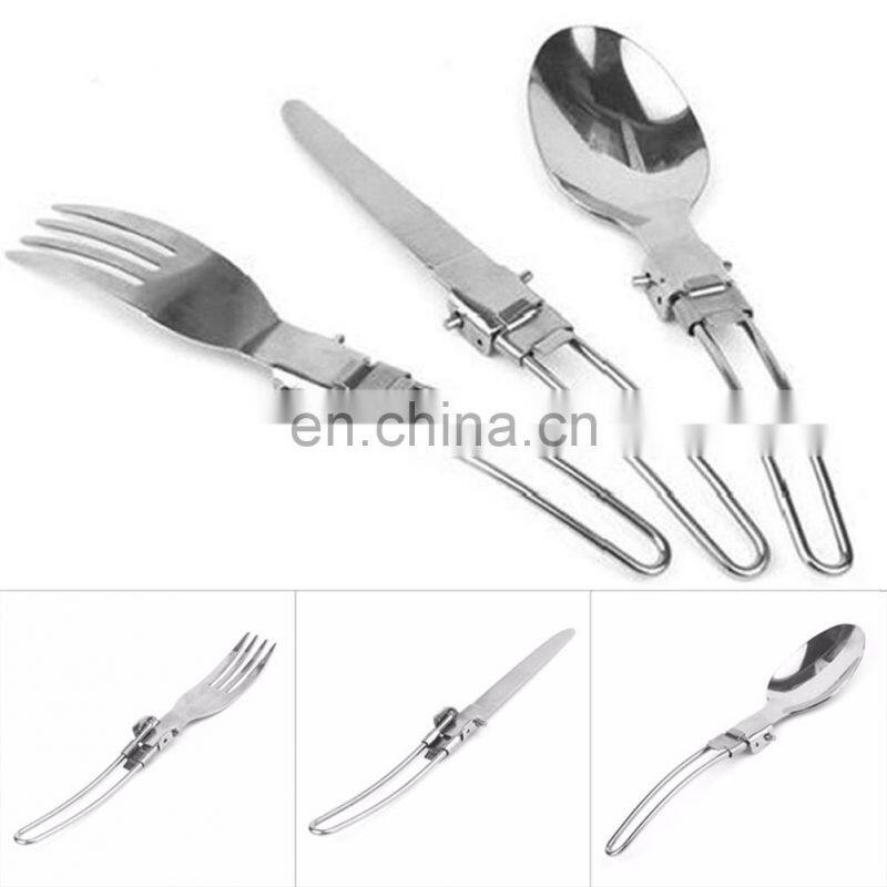 3pcs/set Folding Picnic/Traveling/Hiking/Camping Cutlery Utensils Portable Outdoor Tablewares Dinnerware Knife/Fork/Spoon