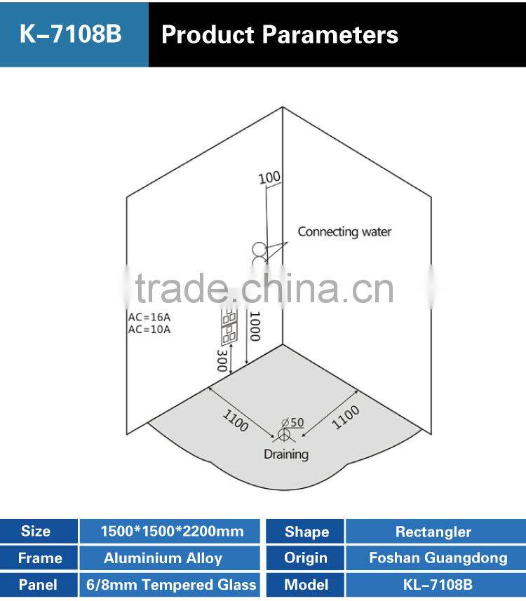 China Personal Acrylic Steam Sauna Room Wet Steam Shower Room K-7108B