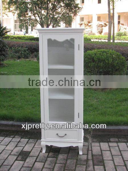 modern white wooden corner glass door display cabinet