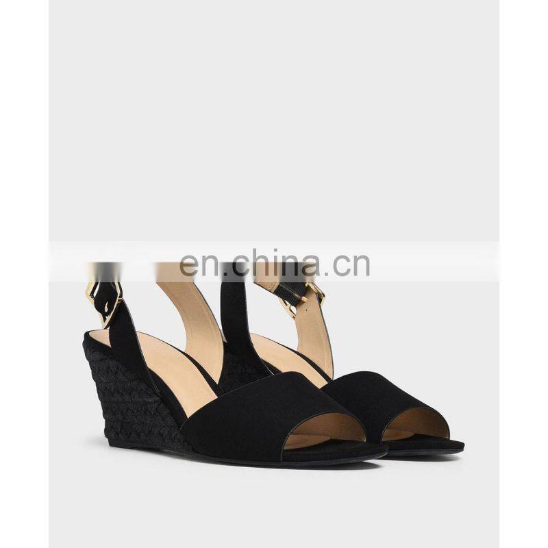 Women beautiful handmade open toe chunky heels wedge footwear with chunky metal buckle closure sandals shoes (sandalias mujer)