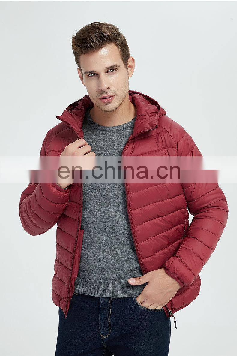 Light Men Puffer Jackets Foldable coat custom logo men's overcat down hooded winter jacket bubble coat High Quality Cotton jacke