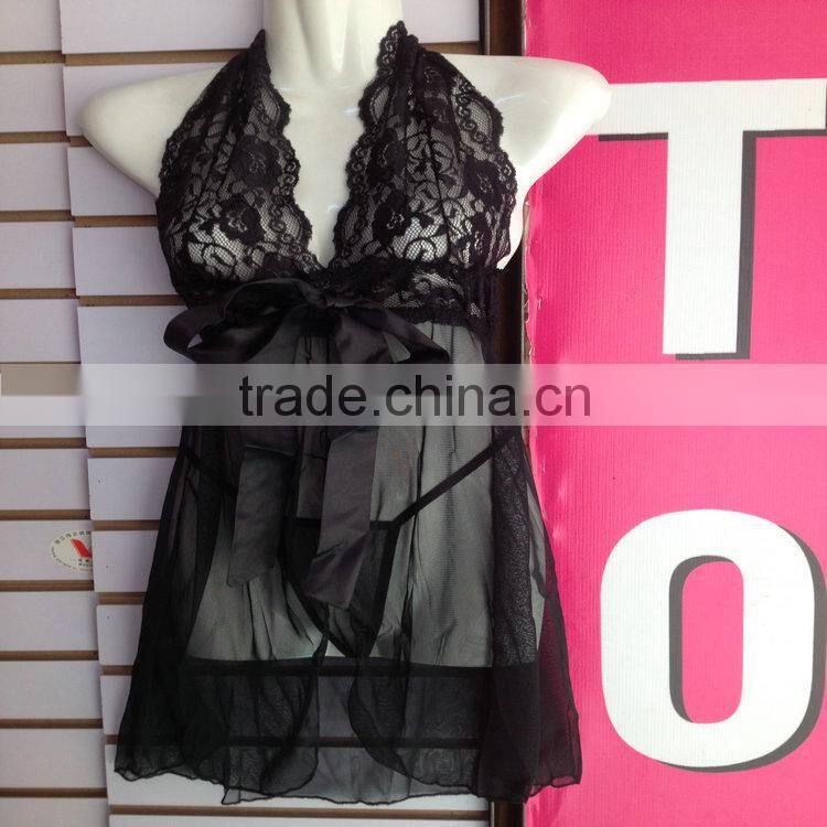 1.23USD Sexy Yough Ladies Transparent Appeal Sleepwear/Pyjamas Set With G-string (qqsy017)