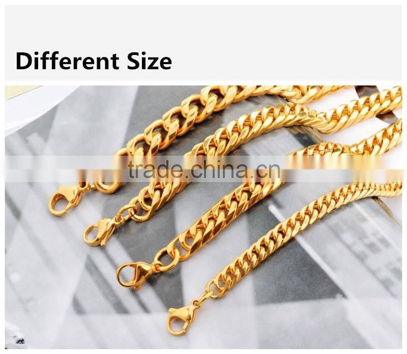 Polish jewelries punk man and women necklace stainless steel jewelry gold chain