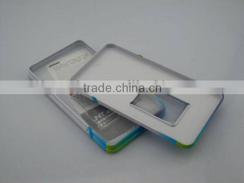 battery tin with round PVC window