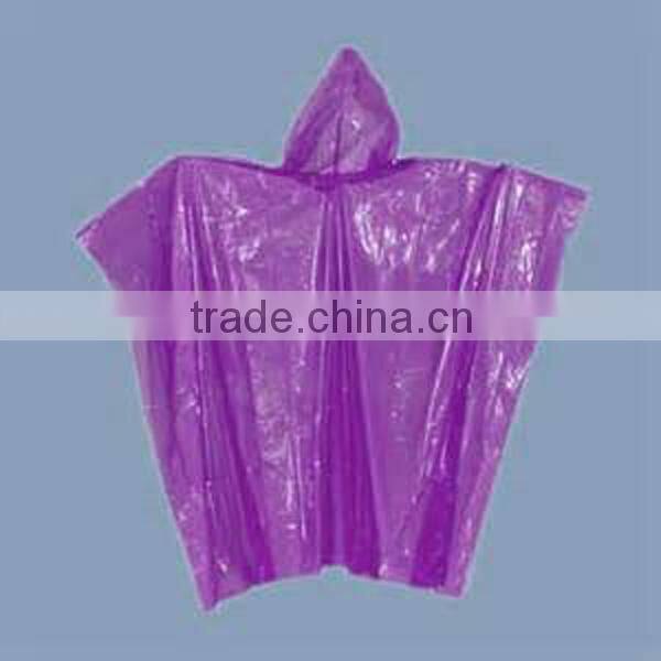PE Plastic Hooded Red Disposable Rain Poncho