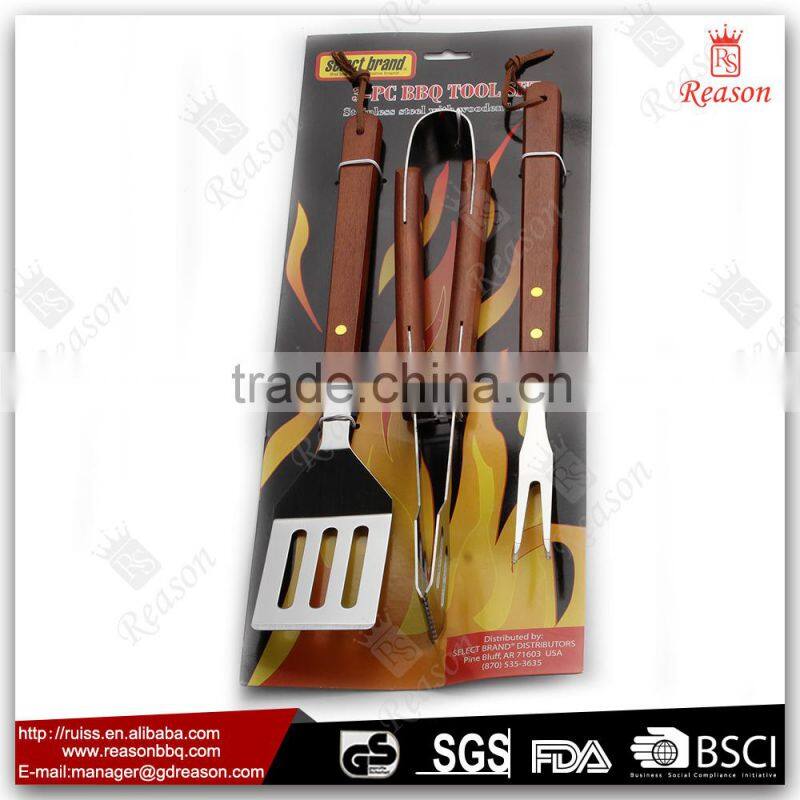 2016 cheap price unipole barbecue tool with 3 pcs bbq tool set