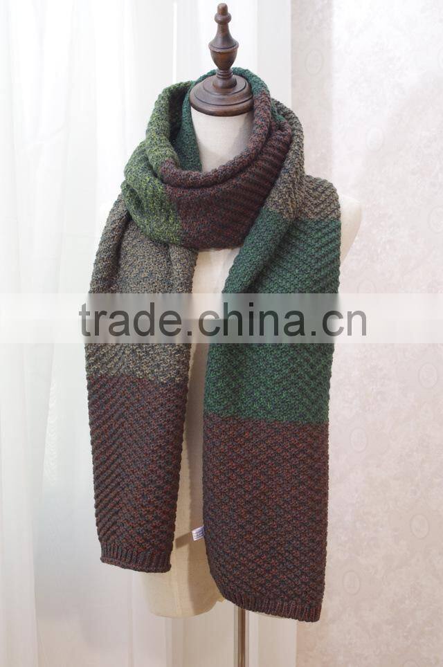 New Fashion Patchwork Wool Knitted Unisex Man Woman Winter Scarf