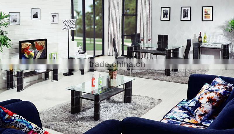 2 layer clear high quality glass side table for sale