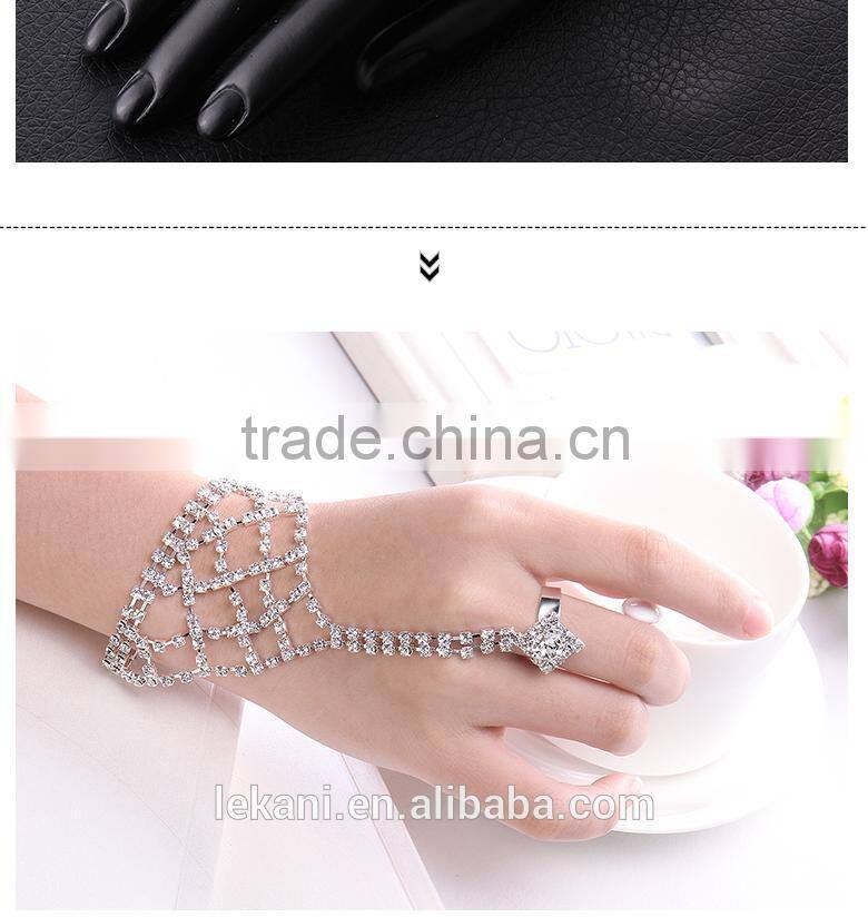 Unique Design Women Sexy Finger Top Grade Crystal Indian Ring Bracelet