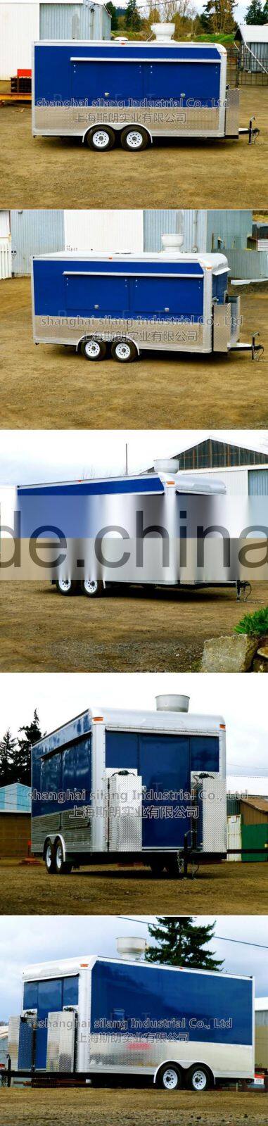 Blue biaxial food truck for sale mobile food truck for sale mobile food trailer cart By China's largest factory produce