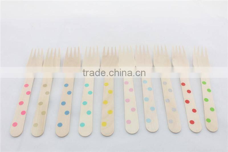 Pink Stripe Polka Dot Chevron Wooden Fork wooden utensil Wedding Deco Fork