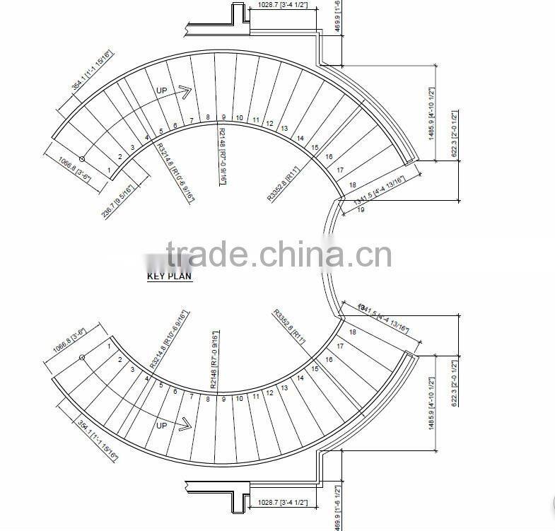 customize size curve stair treads
