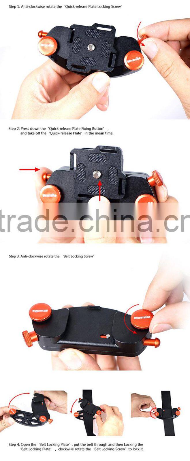 Commlite 1/4" Camera Waist Holster Quick Hunter Shoot Belt Buckle Button Fast Load Loading