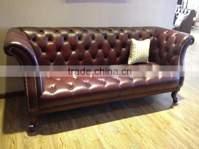 hot sale used sectional sofas morden leather living room Chesterfield sofa