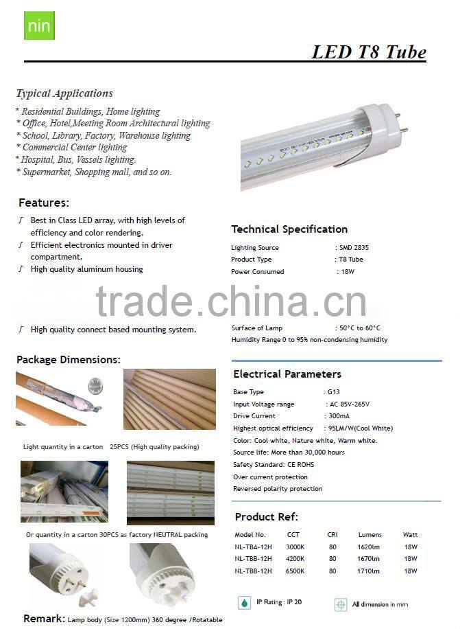 tube t8 1200mm 18w cheap price