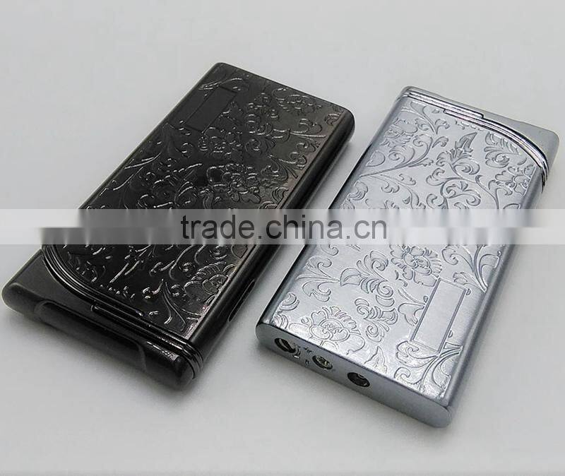 Silver metal lighters laser cigarette case thin lighter