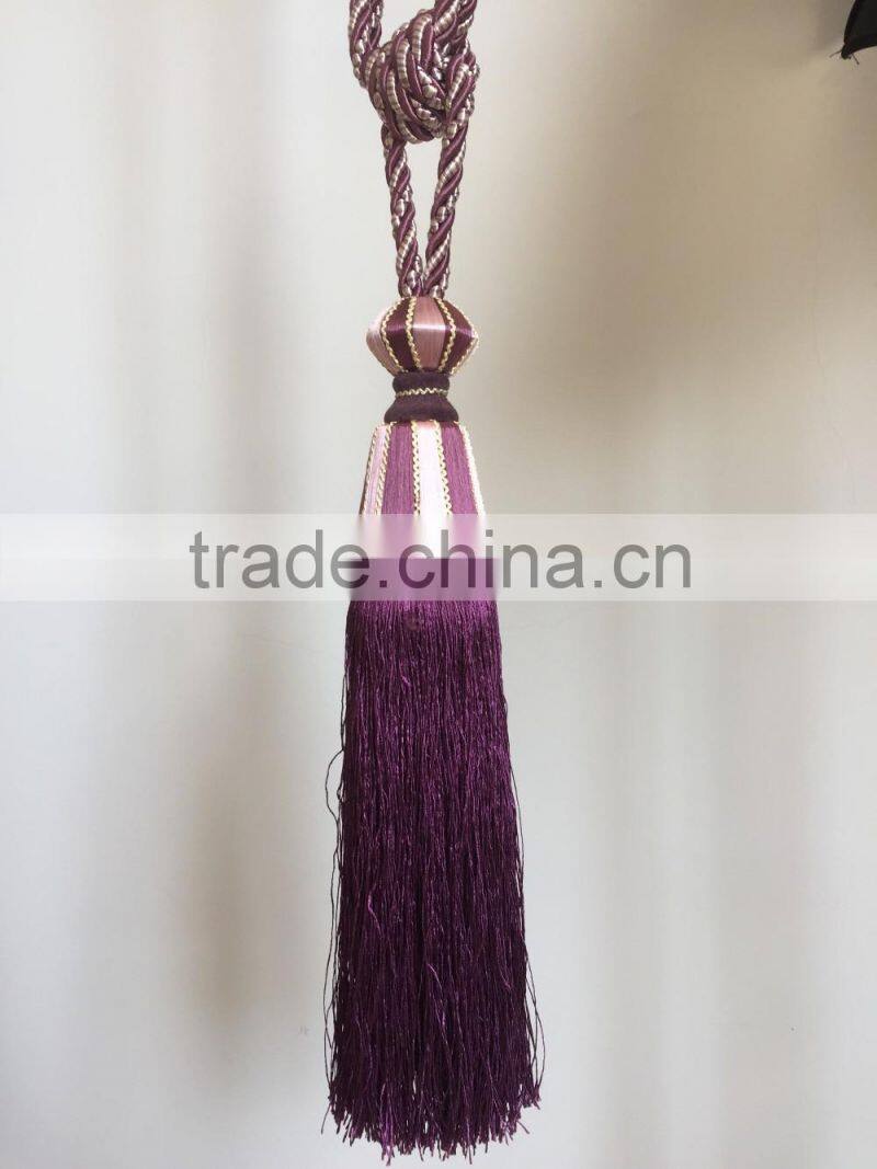 High quality wholesalers curtain accessory polyester material tassel tieback for home decorative
